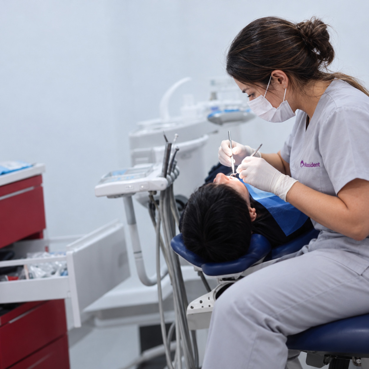 Tratamiento de ortodoncia invisible con alineadores transparentes para corregir la posición de los dientes de forma discreta.